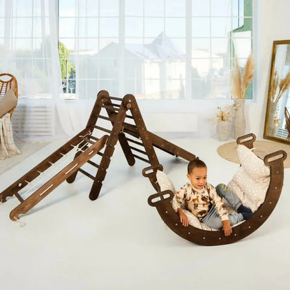 5in1 Montessori Climbing Set: Triangle Ladder + Arch/Rocker + Slide Board/Ramp + Netting rope + Cushion-6