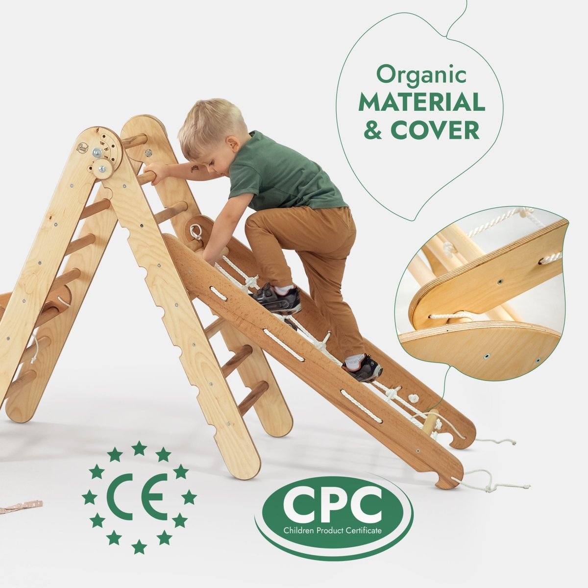 5in1 Montessori Climbing Set: Triangle Ladder + Arch/Rocker + Slide Board/Ramp + Netting rope + Cushion-2