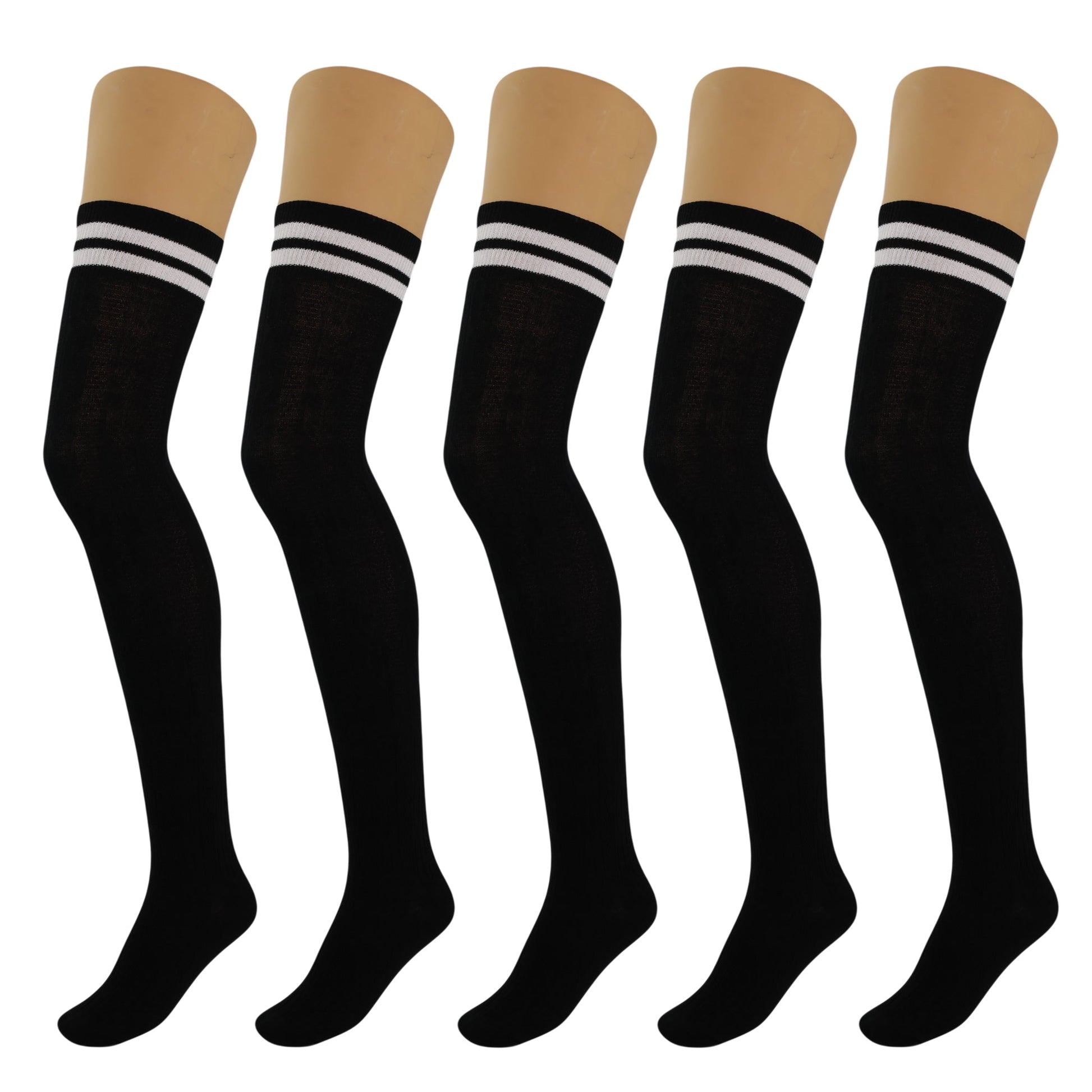 5 Pairs Over-the-Knee Thigh-High Cotton Socks for Women – Warm Boot Leg Warmers, Soft & Stretchy Knit Stockings-1