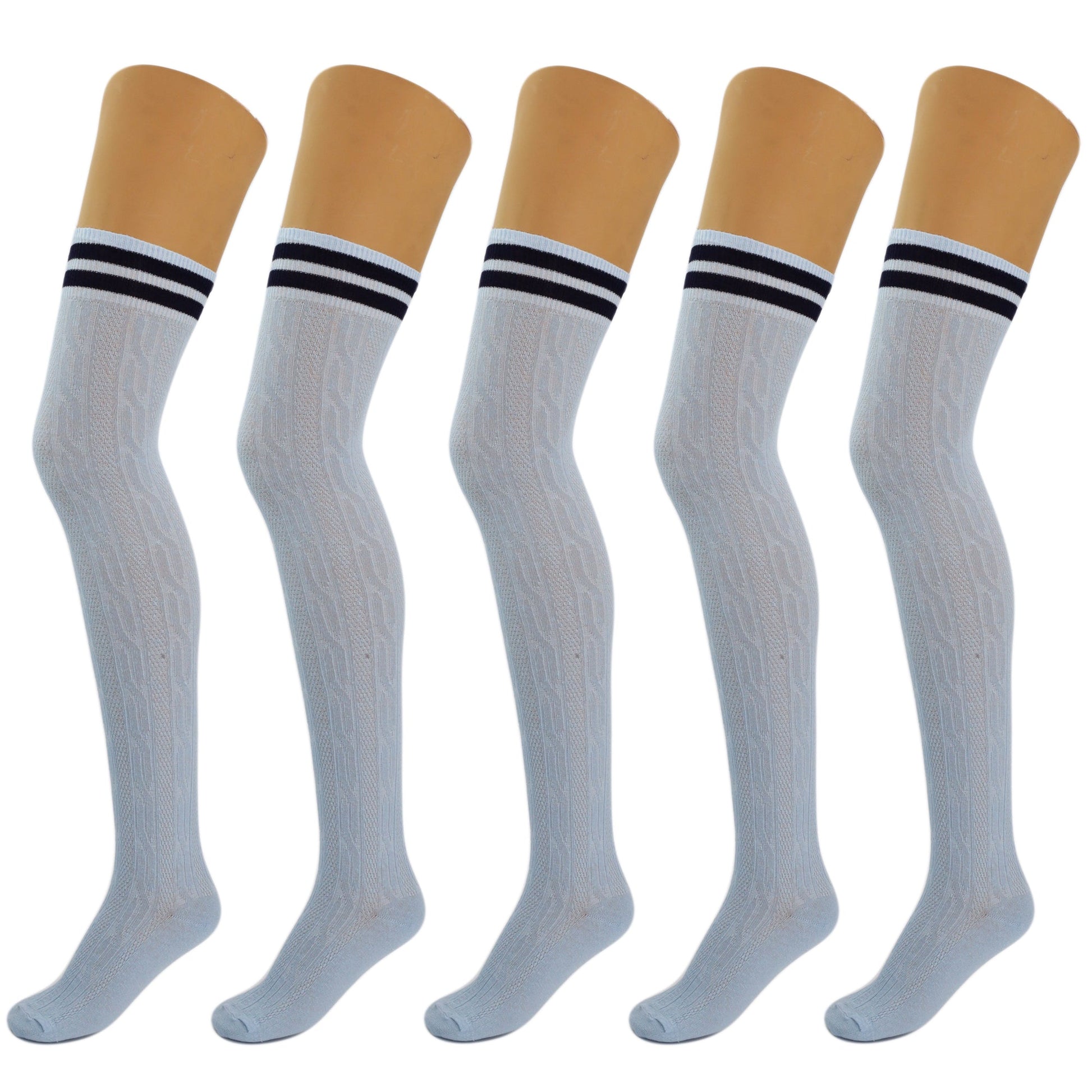 5 Pairs Over-the-Knee Thigh-High Cotton Socks for Women – Warm Boot Leg Warmers, Soft & Stretchy Knit Stockings-4