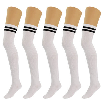 5 Pairs Over-the-Knee Thigh-High Cotton Socks for Women – Warm Boot Leg Warmers, Soft & Stretchy Knit Stockings-9