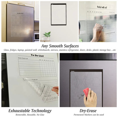 Transparent Erasable Planner Set with Magnetic Tape (3 pcs)