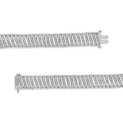 .925 Sterling Silver 5.00 Cttw Round-Cut Diamond "S" Link Bracelet (I-J Color, I3 Clarity) - Size 7.25-4