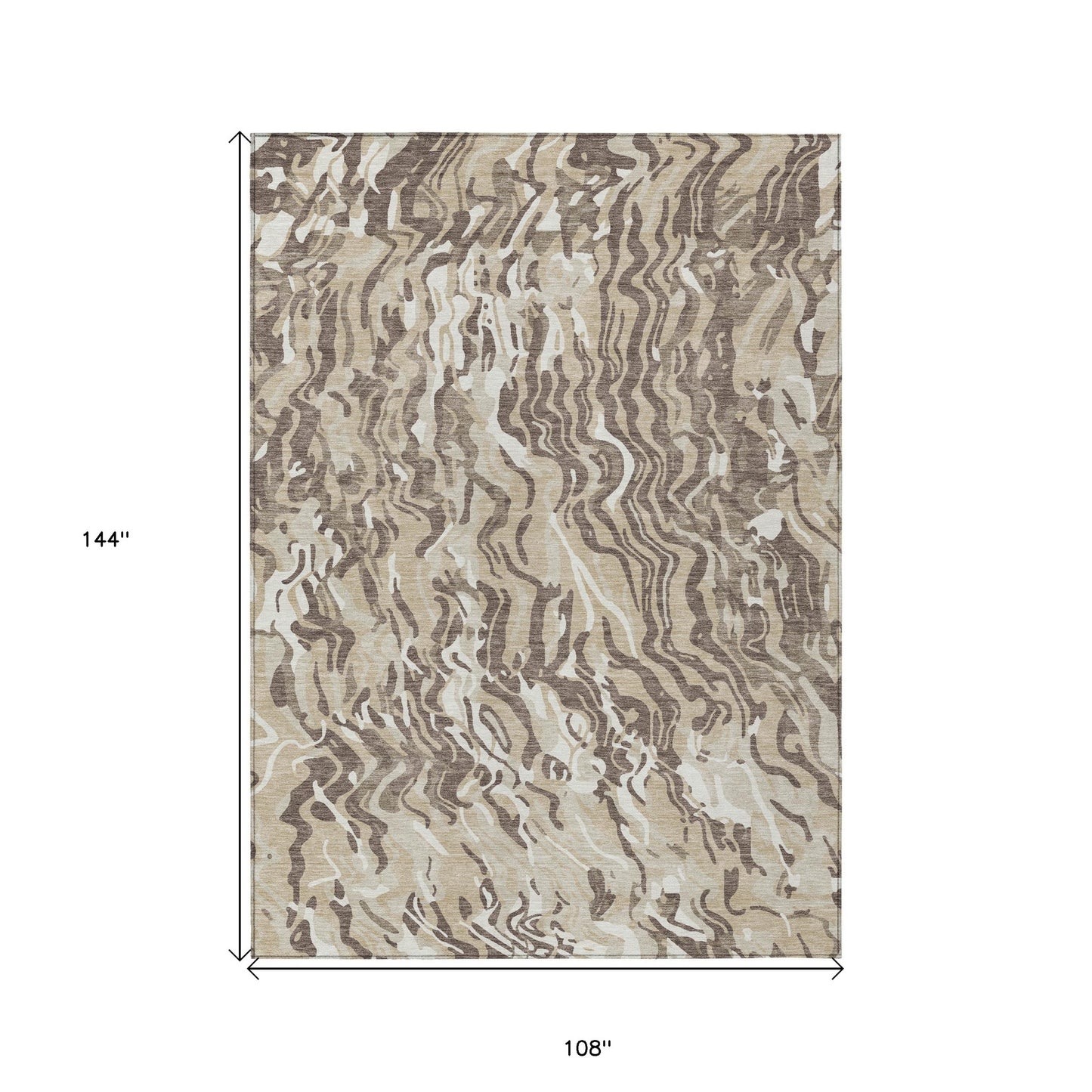 9' X 12' Beige Brown And Ivory Abstract Washable Indoor Outdoor Area Rug-2
