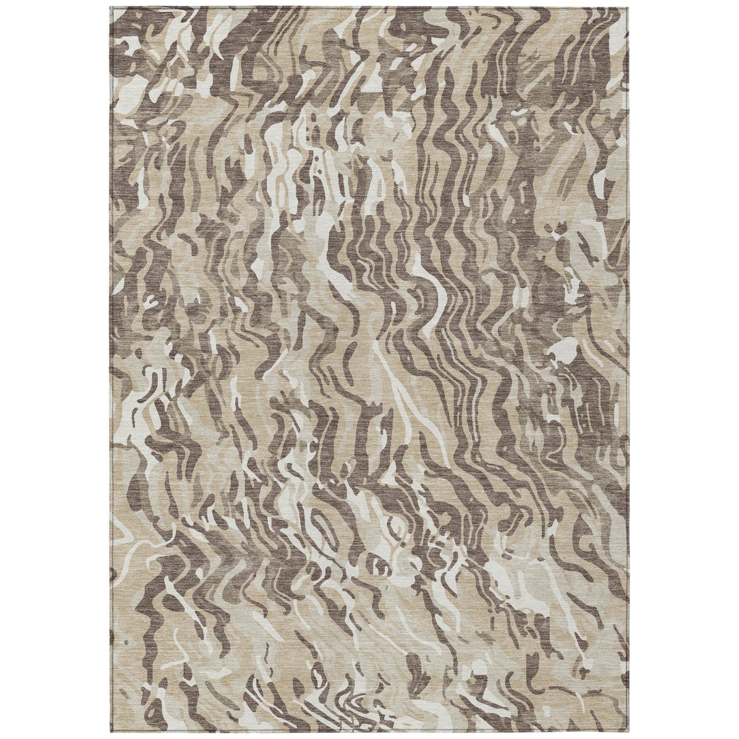 9' X 12' Beige Brown And Ivory Abstract Washable Indoor Outdoor Area Rug-1