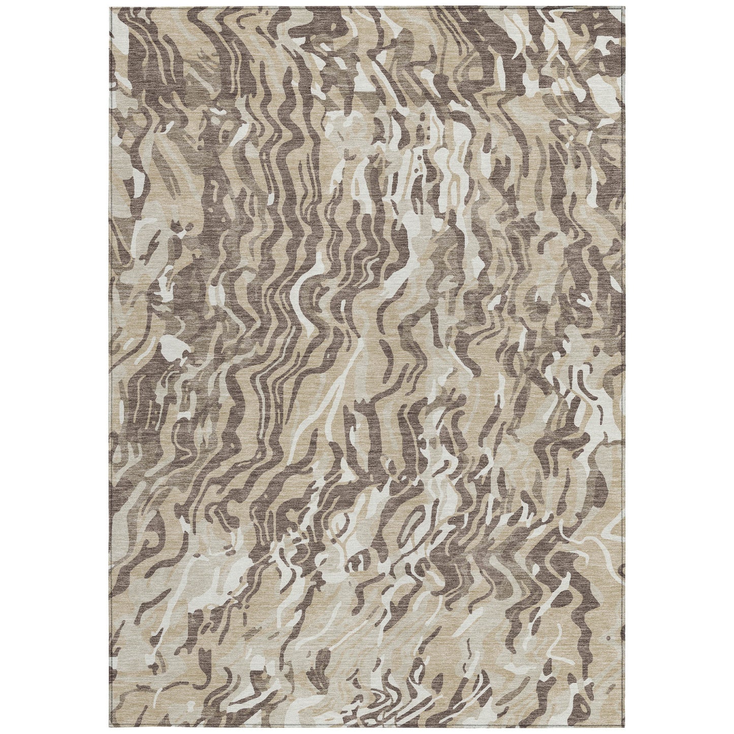 9' X 12' Beige Brown And Ivory Abstract Washable Indoor Outdoor Area Rug-5