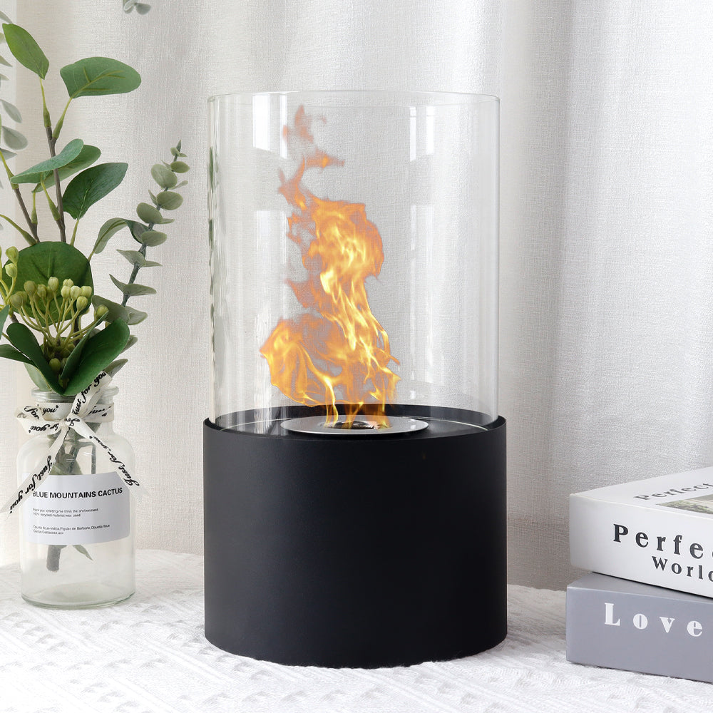 JHY DESIGN Tabletop Fire Bowl 29cm H – Bio Ethanol, Ventless, Cylindrical Glass, Indoor/Outdoor-4