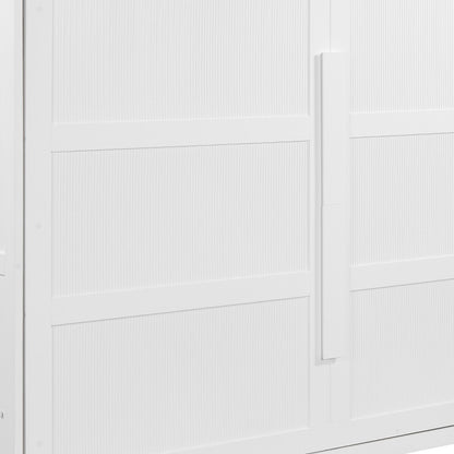 White Wood Queen Murphy Bed-3