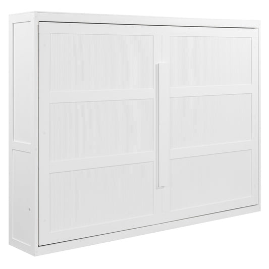 White Wood Queen Murphy Bed-0