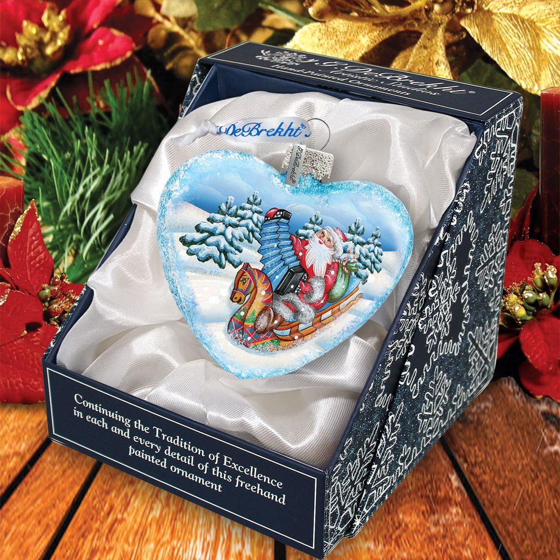 Accordion Santa Glass Ornament by G. Debrekht - Christmas Santa and Snowman Decor - 753-007-3