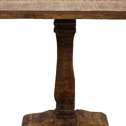 36" Brown Solid Wood Square Pedestal Bar Table-4