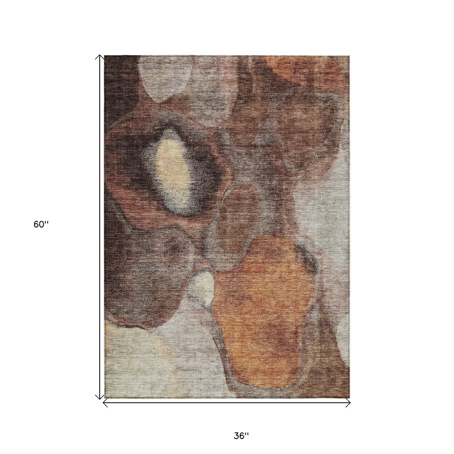 3' X 5' Coffee Copper And Beige Abstract Washable Indoor Outdoor Area Rug-2