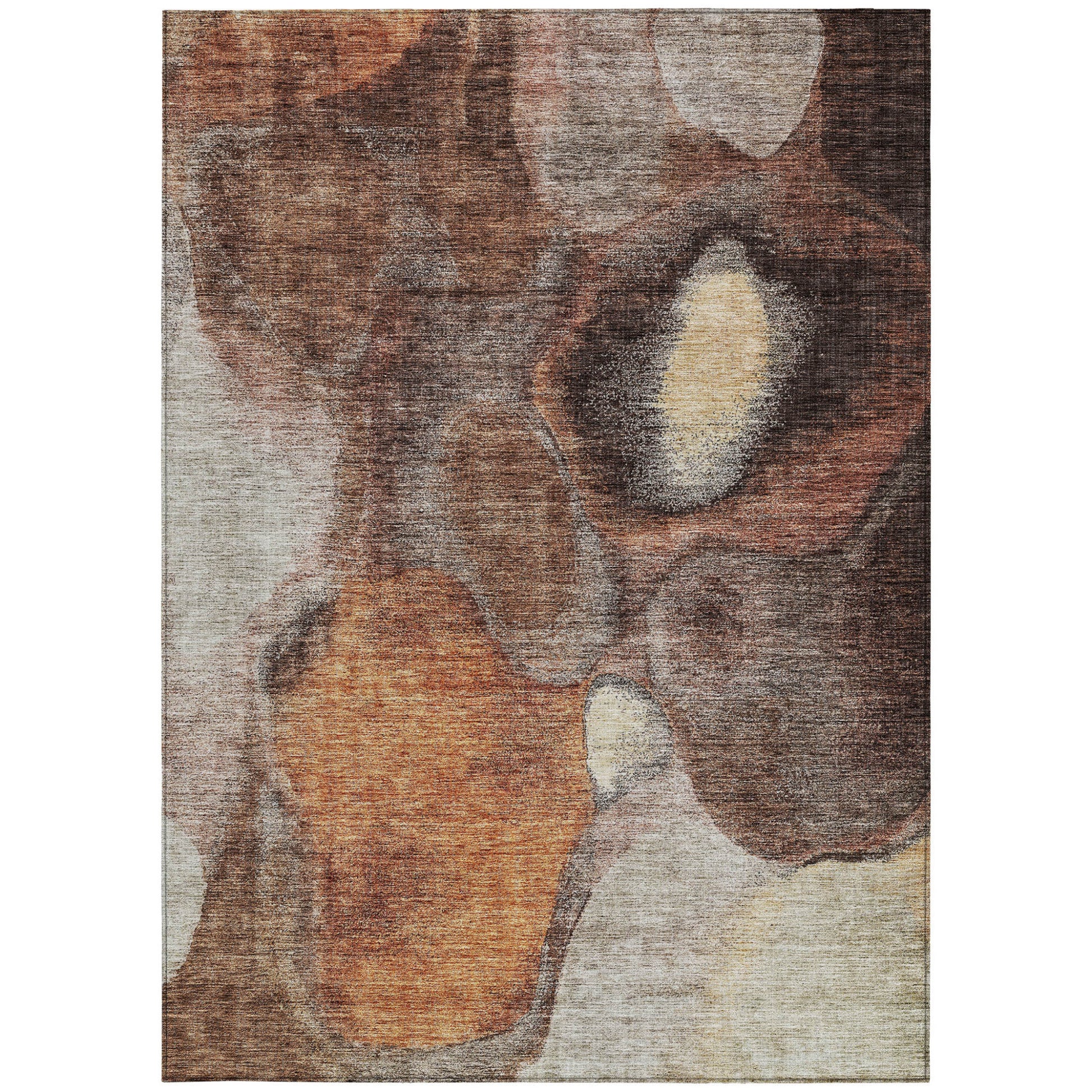3' X 5' Coffee Copper And Beige Abstract Washable Indoor Outdoor Area Rug-5