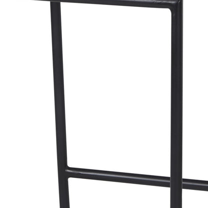 25" Natural and Black Solid Wood and Metal Low Back Counter Height Bar Chair-2