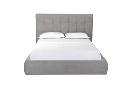 Gray Tufted Linen Blend Upholstered Queen Bed Frame-2