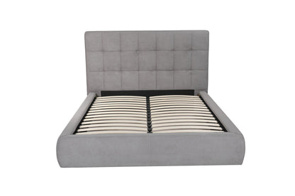 Gray Tufted Linen Blend Upholstered Queen Bed Frame-4