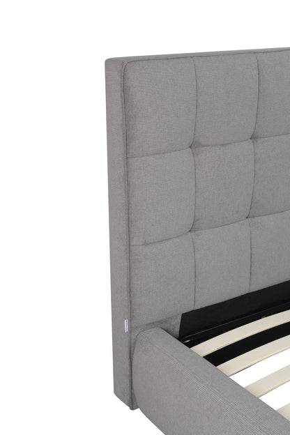 Gray Tufted Linen Blend Upholstered Queen Bed Frame-6