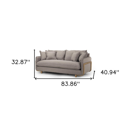 84" Brown Fabric Sofa-4