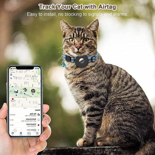 Reflective Adjustable Anti-Lost Pet Collar With Airtag Compatibility-0