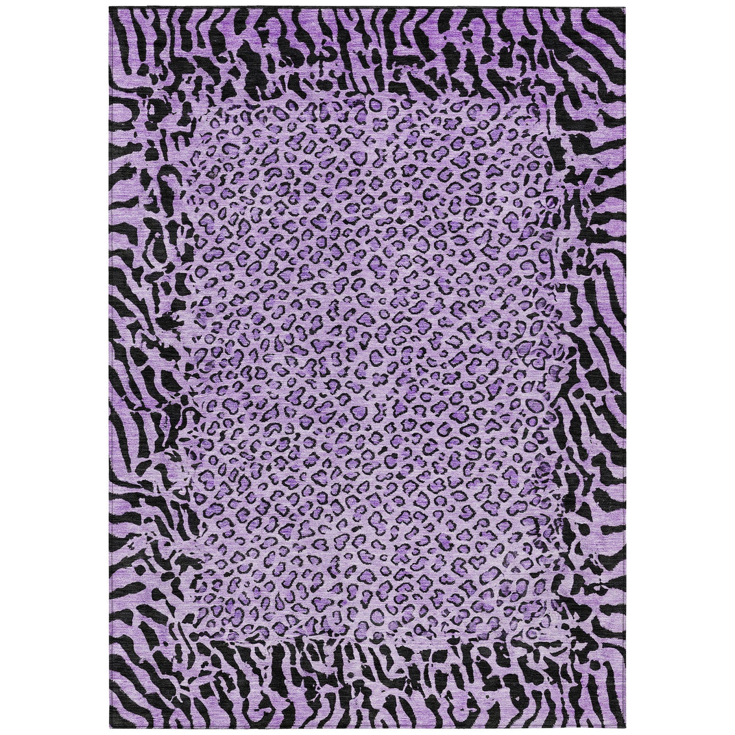 3' X 5' Purple Animal Print Washable Indoor Outdoor Area Rug-1