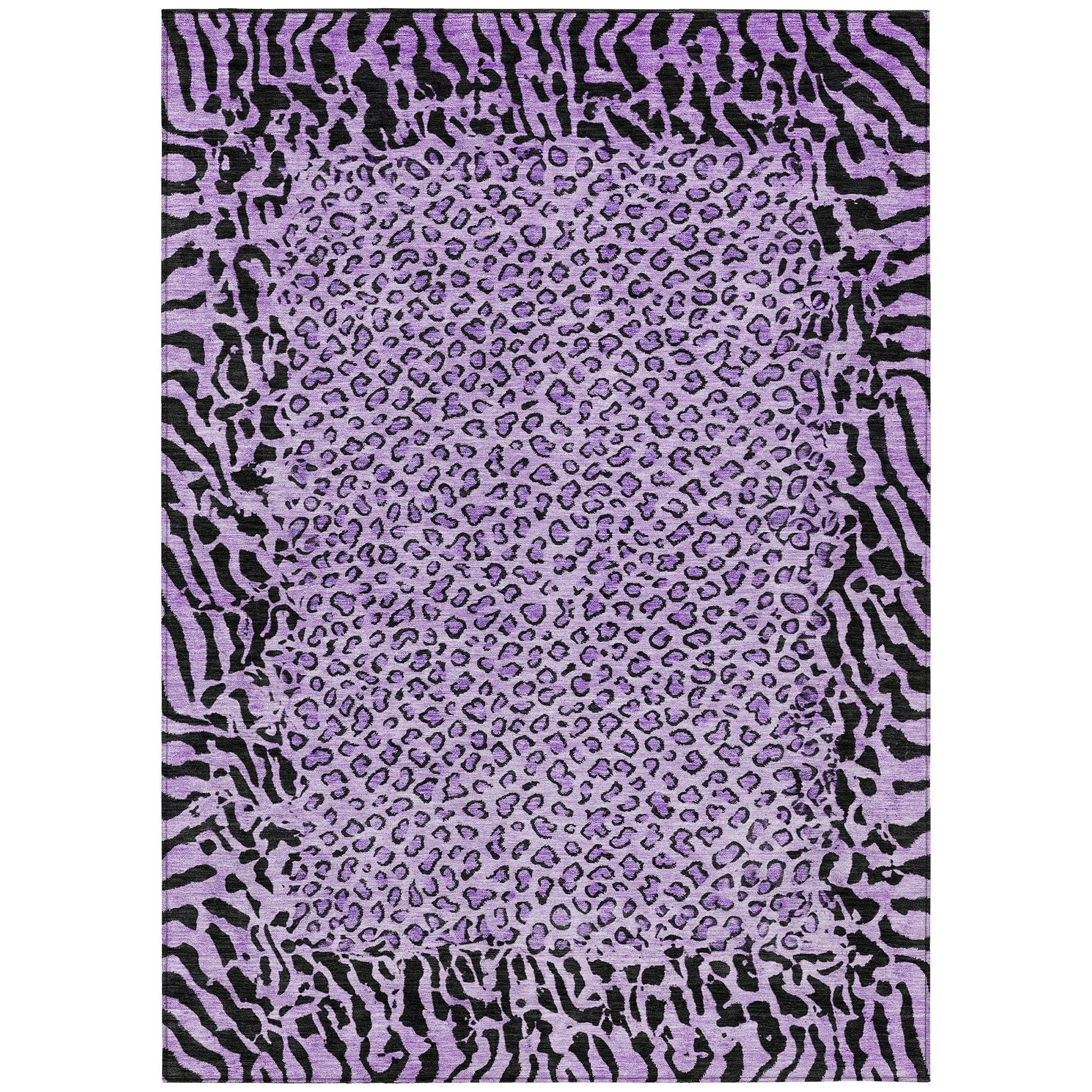 3' X 5' Purple Animal Print Washable Indoor Outdoor Area Rug-1