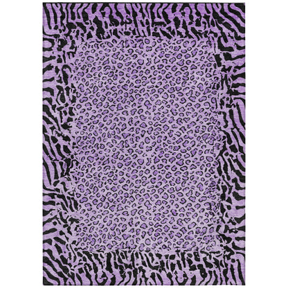 3' X 5' Purple Animal Print Washable Indoor Outdoor Area Rug-1