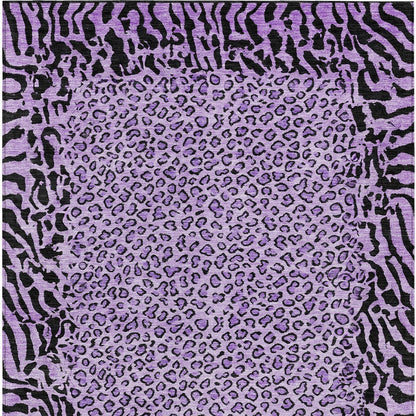 3' X 5' Purple Animal Print Washable Indoor Outdoor Area Rug-5