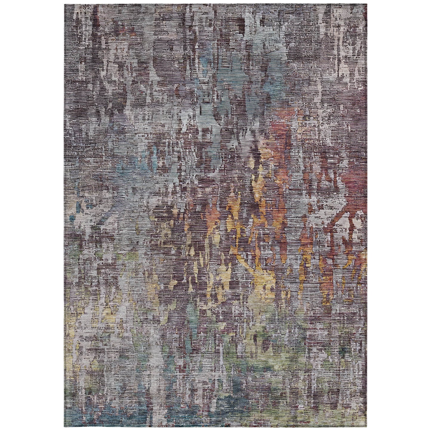 9' X 12' Pewter Abstract Washable Indoor Outdoor Area Rug-7