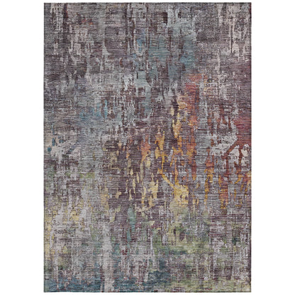 9' X 12' Pewter Abstract Washable Indoor Outdoor Area Rug-7