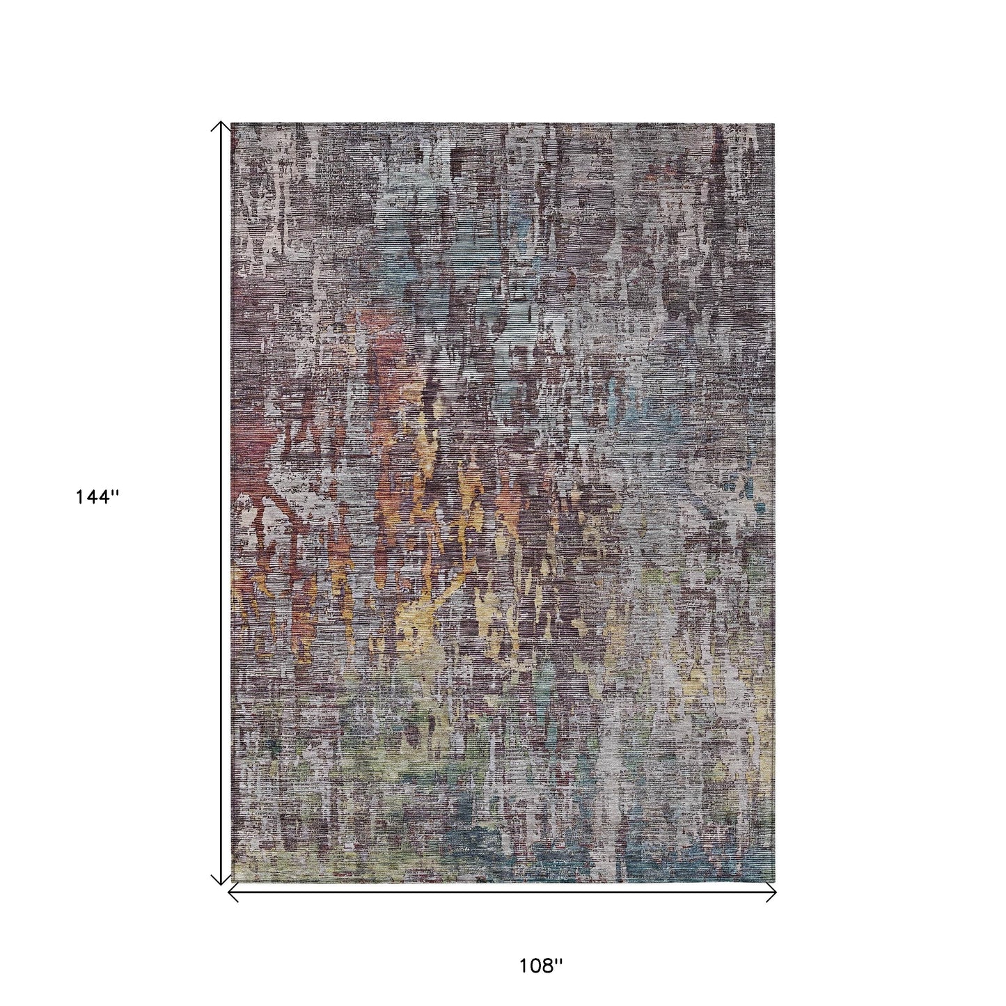 9' X 12' Pewter Abstract Washable Indoor Outdoor Area Rug-2