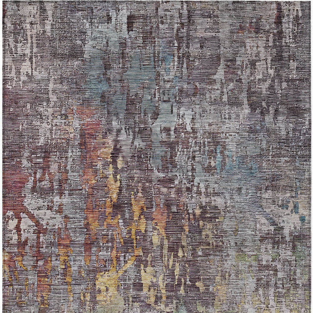 9' X 12' Pewter Abstract Washable Indoor Outdoor Area Rug-6