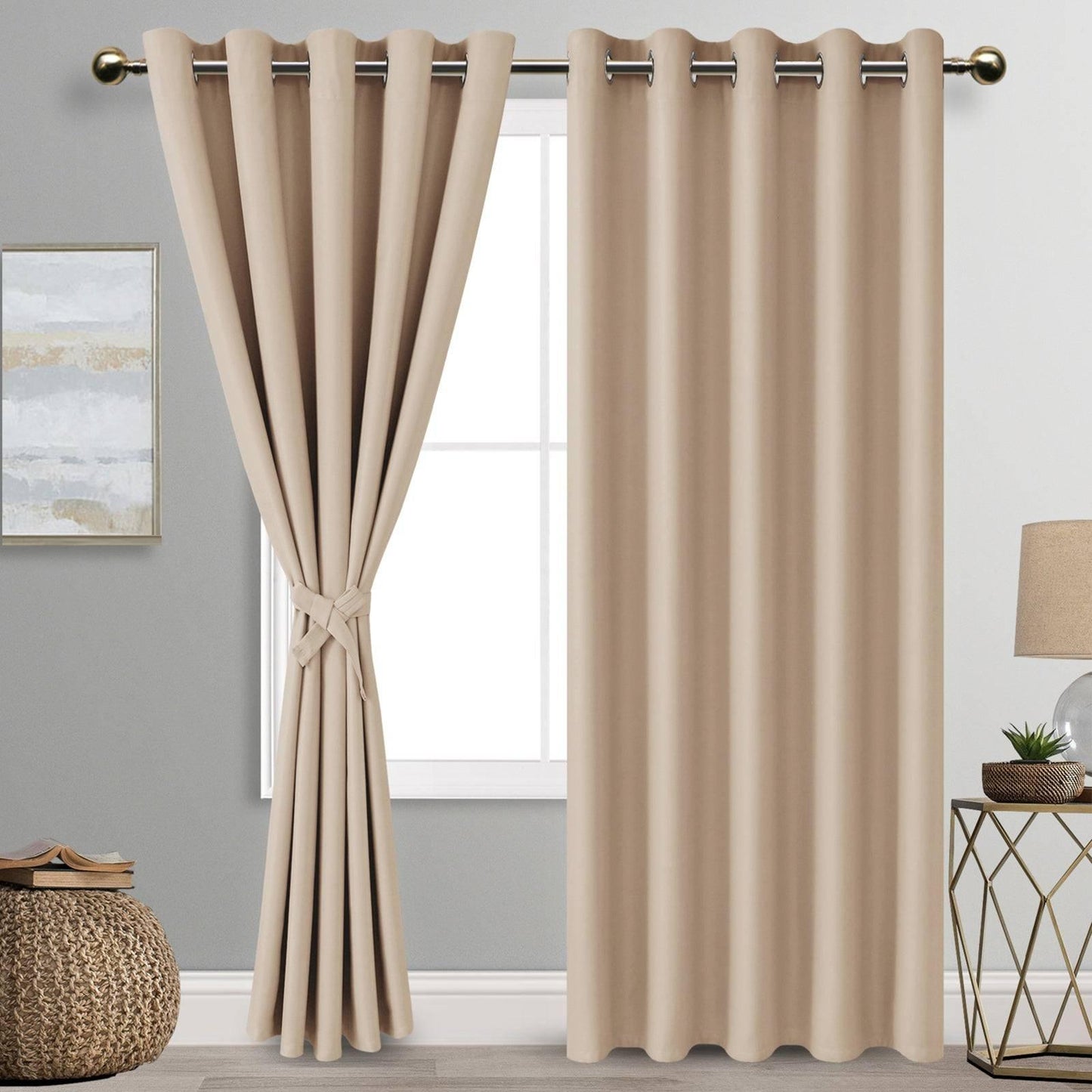 DWCN Blackout Curtains with Tiebacks, Set of 2 Panels-7