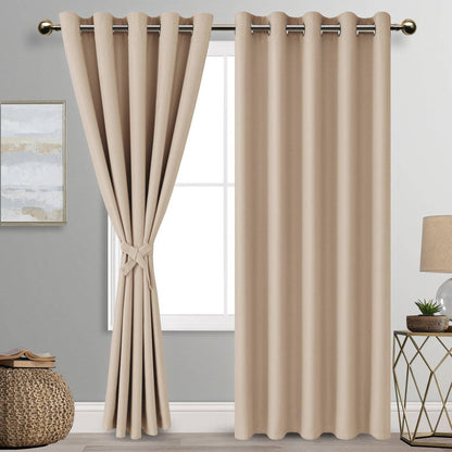 DWCN Blackout Curtains with Tiebacks, Set of 2 Panels-7