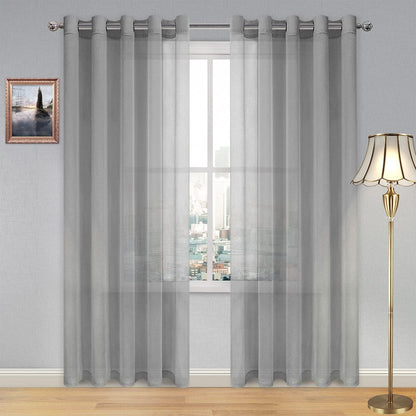 DWCN Faux Linen Sheer Curtains, Set of 2 Panels-7