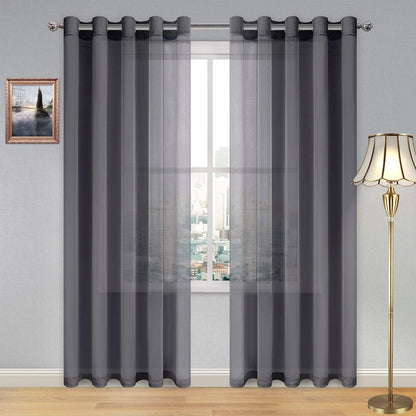 DWCN Faux Linen Sheer Curtains, Set of 2 Panels-8