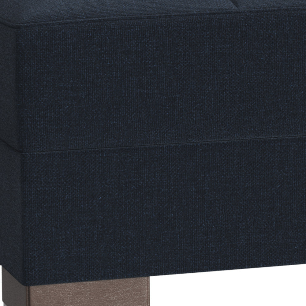 50" Dark Blue and Brown Chenille Storage Ottoman-2