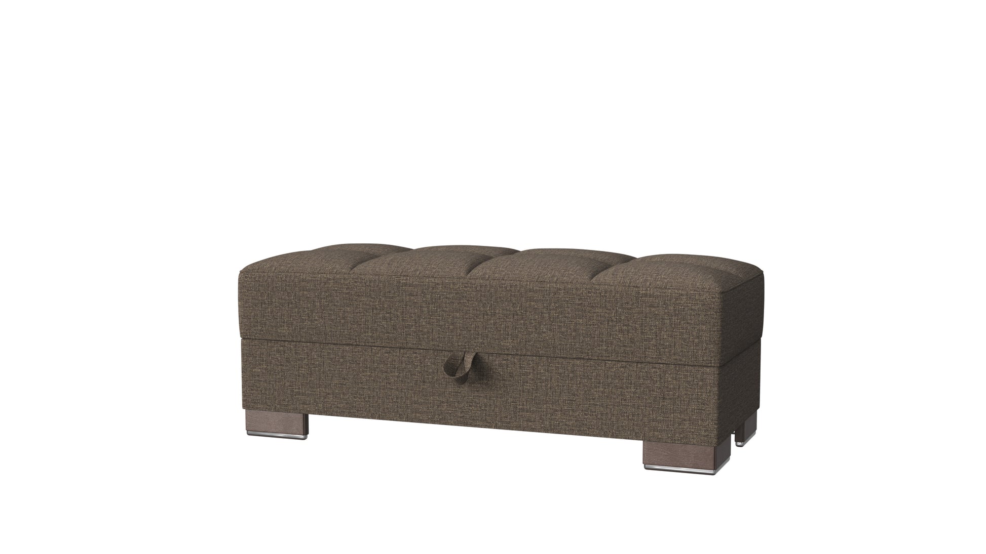50" Brown Upholstered Tufted Fabric Storage Ottoman-2
