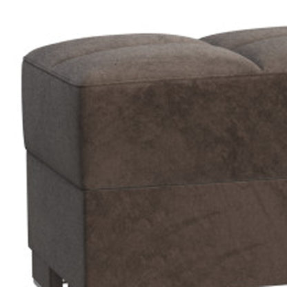 52" Brown Tufted Chenille And Faux Leather Storage Ottoman-2