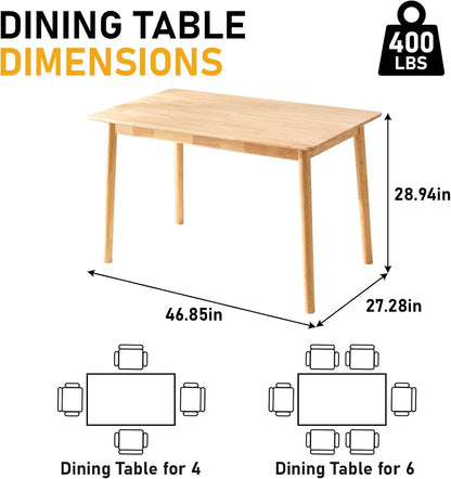 Solid Wood Dining Table 47.2 Inches Mid Century Modern-2