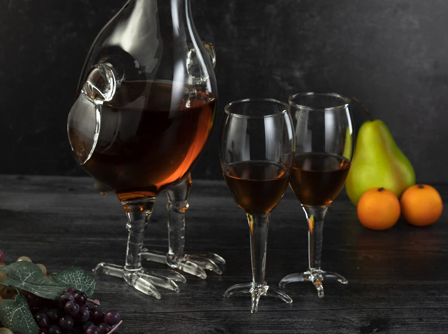 Cock - Chicken Decanter 500ml Whiskey and Wine Decanter Set with 2 Whiskey Glasses - by The Wine Savant, Rooster Glass Decanter For Whiskey, Scotch, Spirits, Wine Or Vodka For Whiskey Lovers-4