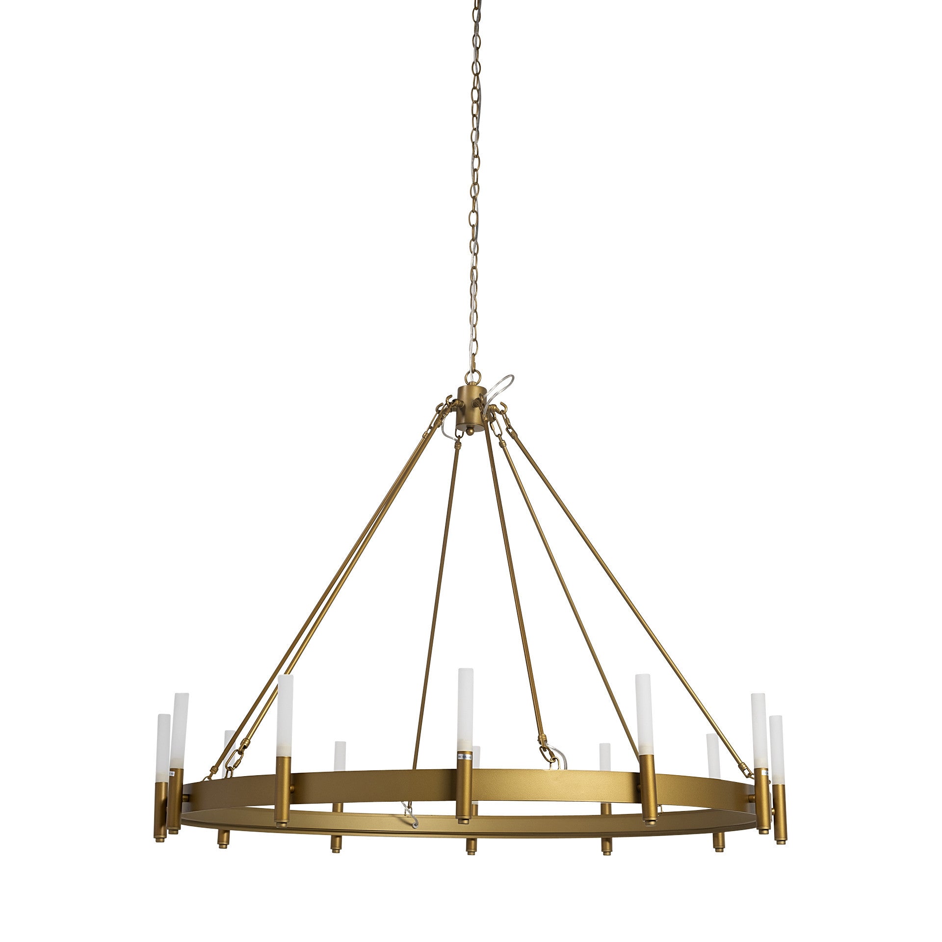 Gold And White Candle Style Twelve Light Glass Dimmable Chandelier-2