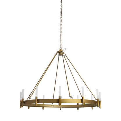 Gold And White Candle Style Twelve Light Glass Dimmable Chandelier-2