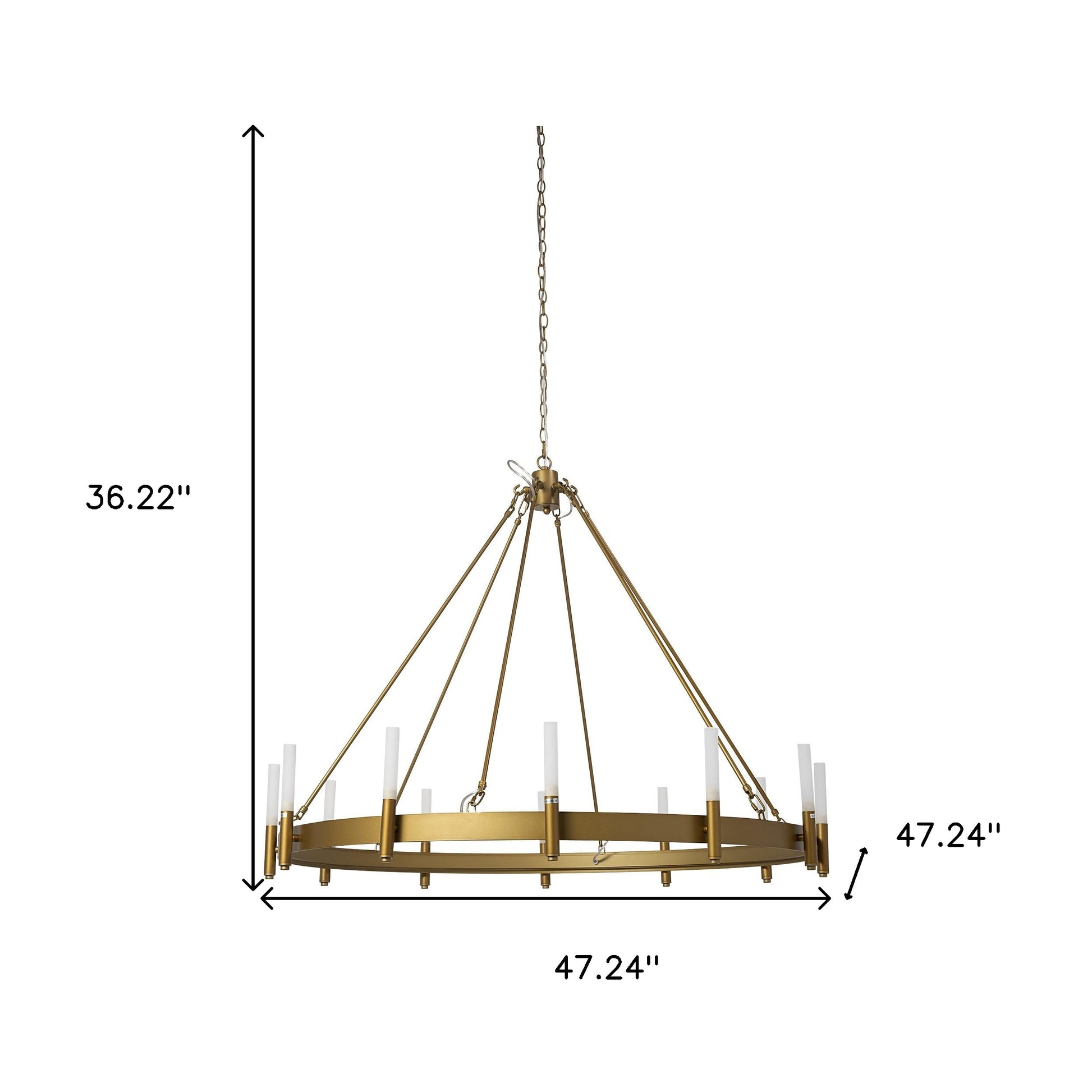 Gold And White Candle Style Twelve Light Glass Dimmable Chandelier-3