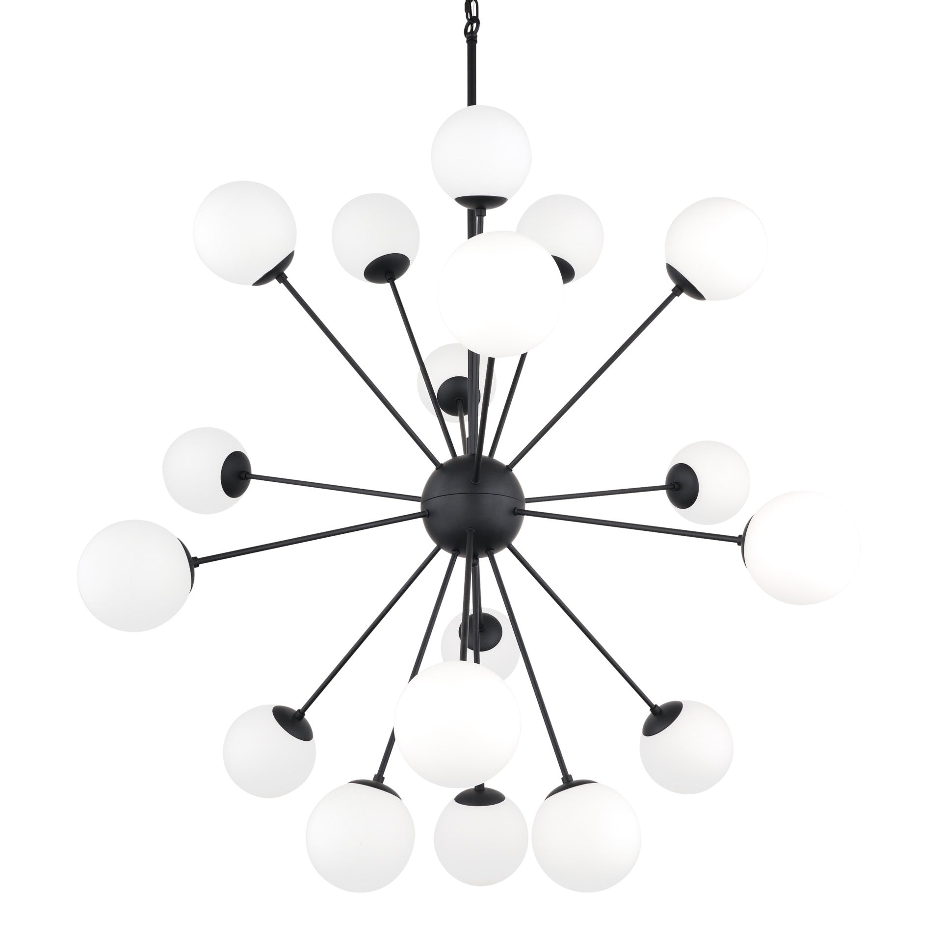 Black Eleven Light Frosted Metal and Glass Dimmable Chandelier With White Shades-1