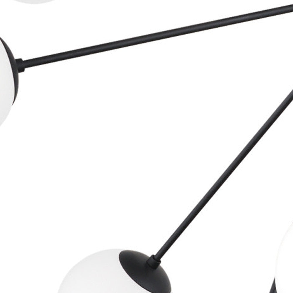 Black Eleven Light Frosted Metal and Glass Dimmable Chandelier With White Shades-3