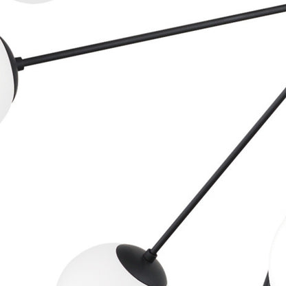 Black Eleven Light Frosted Metal and Glass Dimmable Chandelier With White Shades-3