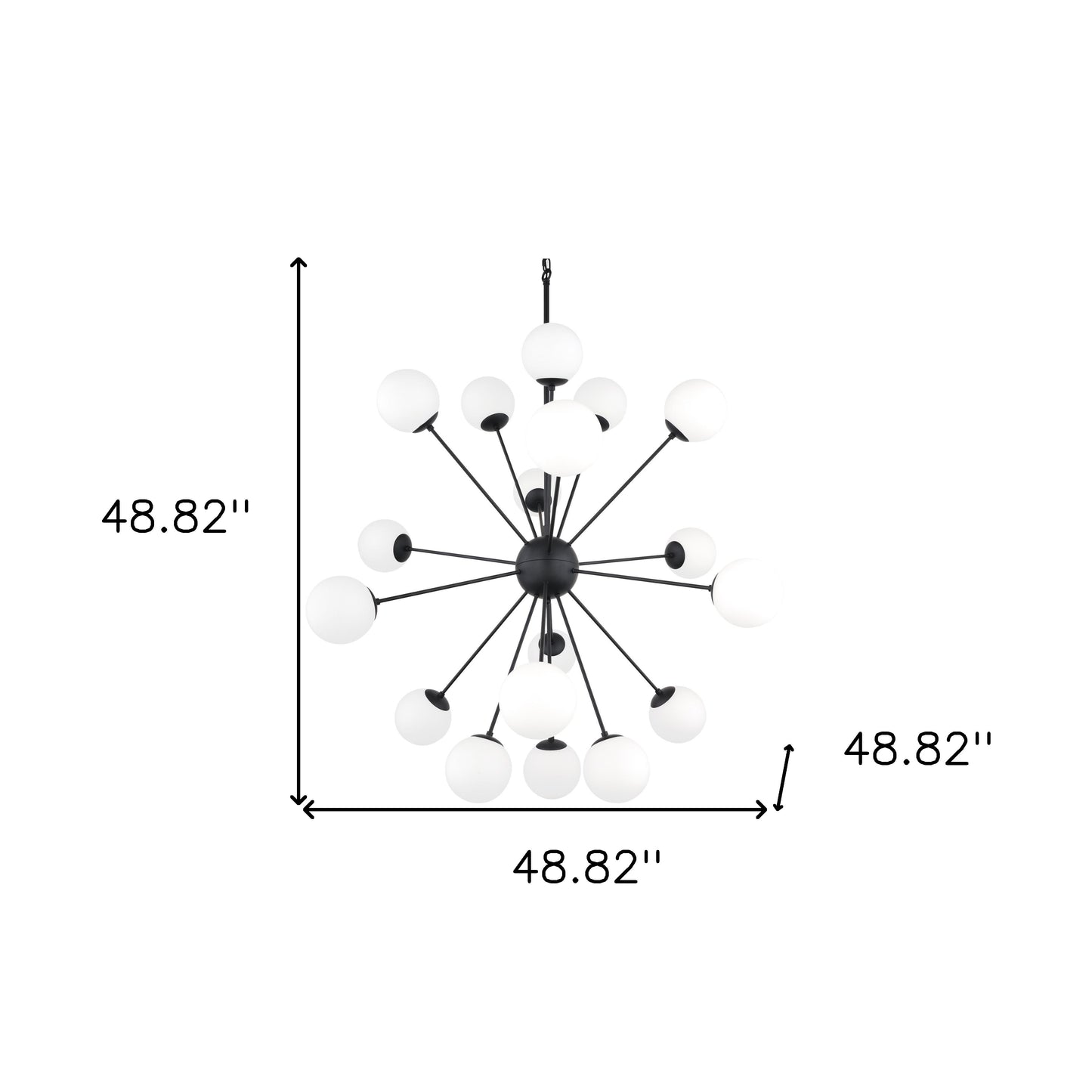 Black Eleven Light Frosted Metal and Glass Dimmable Chandelier With White Shades-4