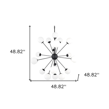 Black Eleven Light Frosted Metal and Glass Dimmable Chandelier With White Shades-4