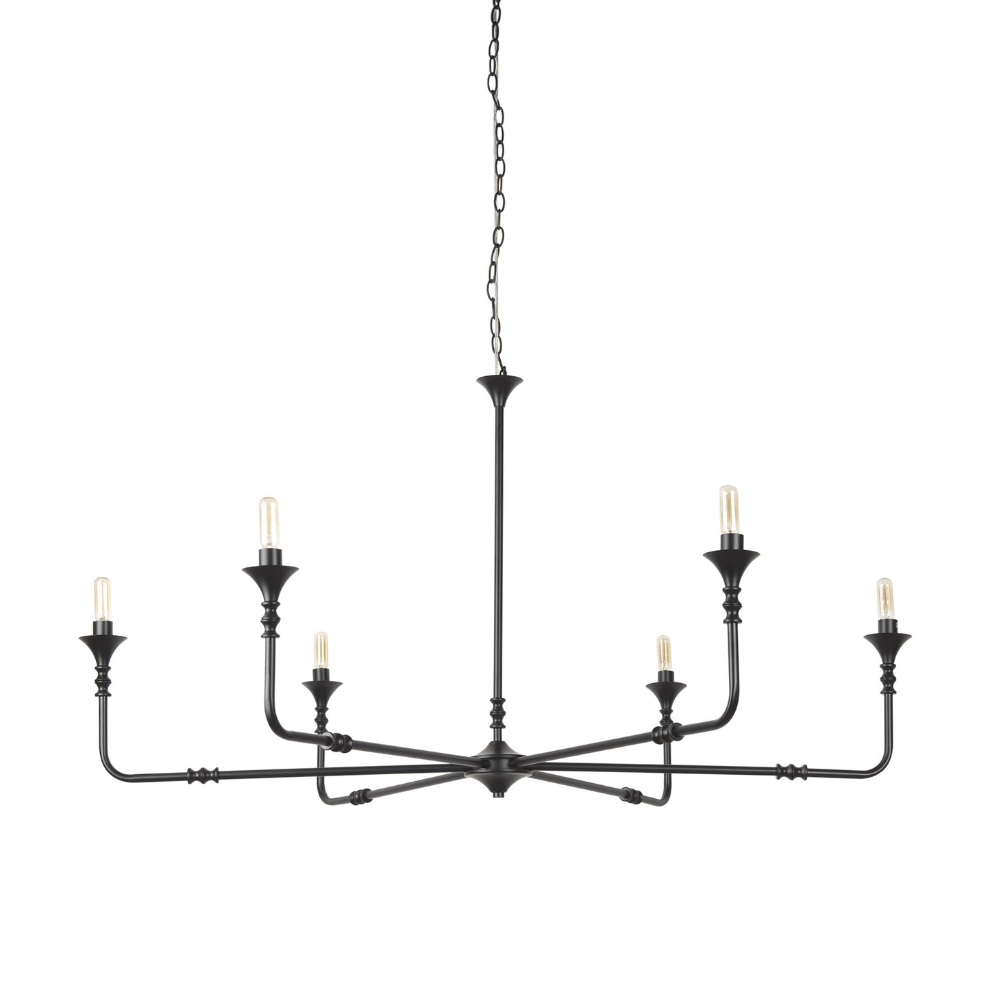 Black Candle Style Six Light Metal Dimmable Chandelier-1