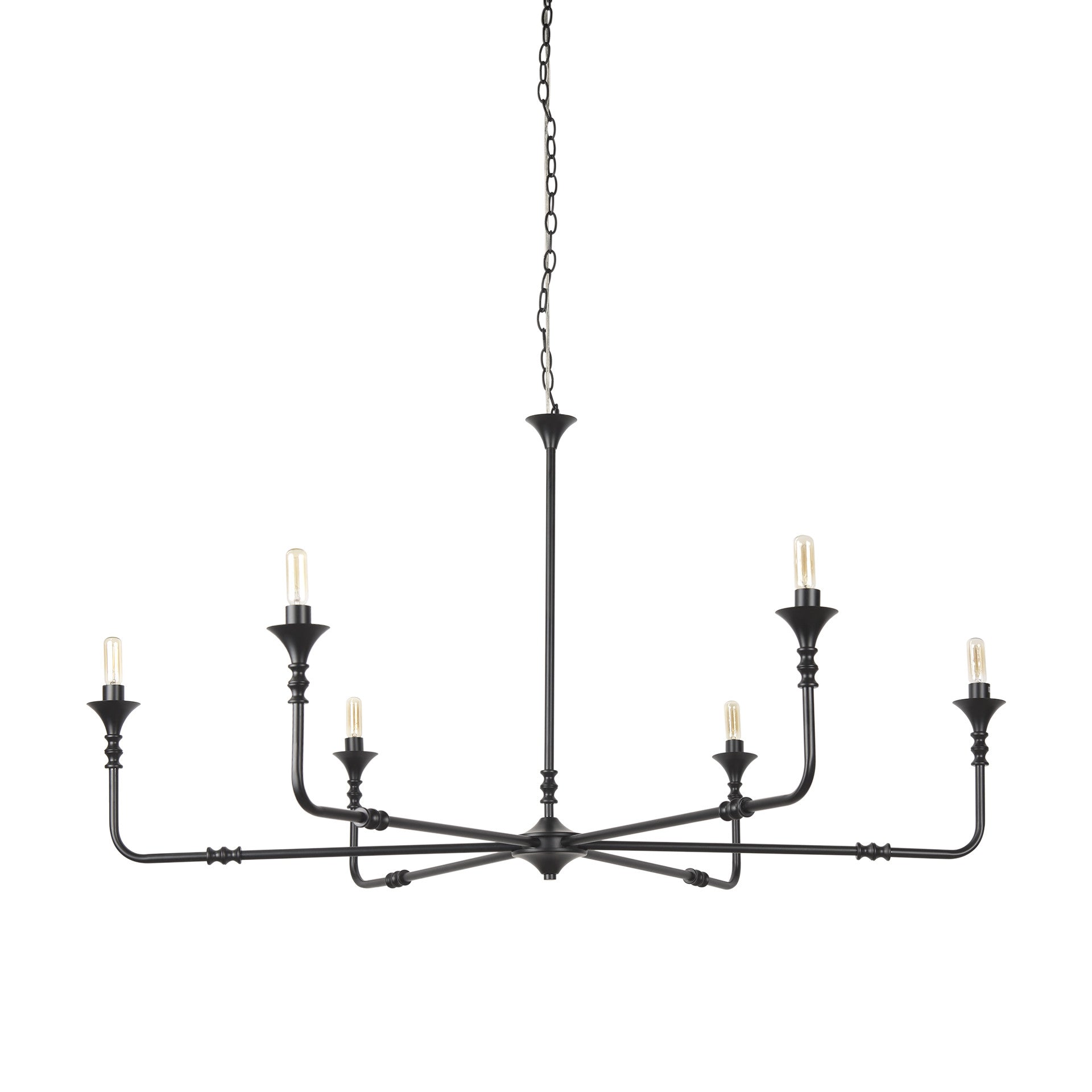 Black Candle Style Six Light Metal Dimmable Chandelier-1
